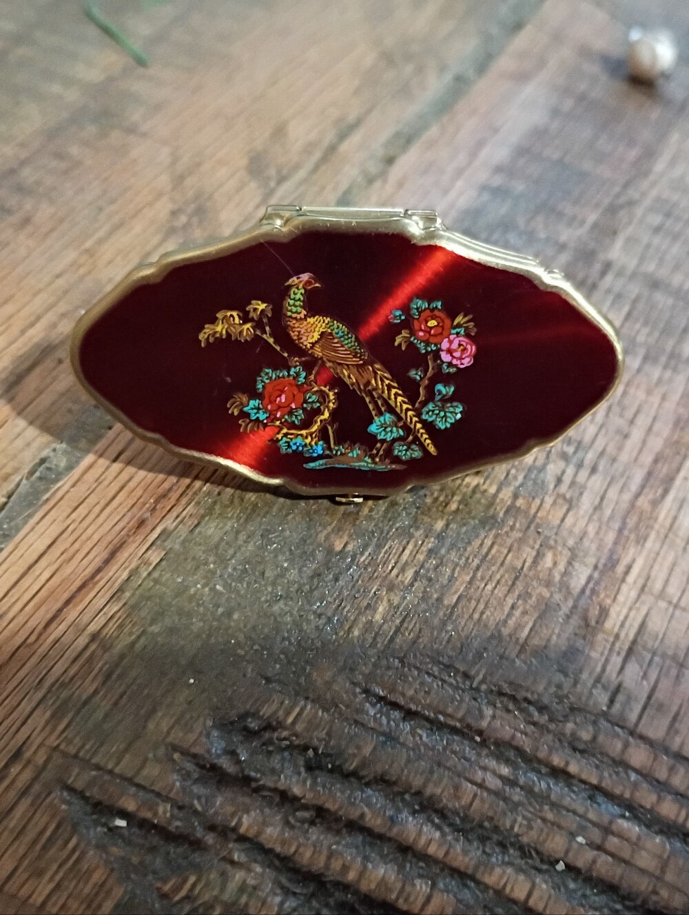 Stratton Enamel Red Pheasant Lipview Lipstick Holder- Women Jewelry